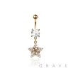 316L SURGICAL STEEL MULTI CZ STAR DANGLE BELLY BUTTON NAVEL RING 